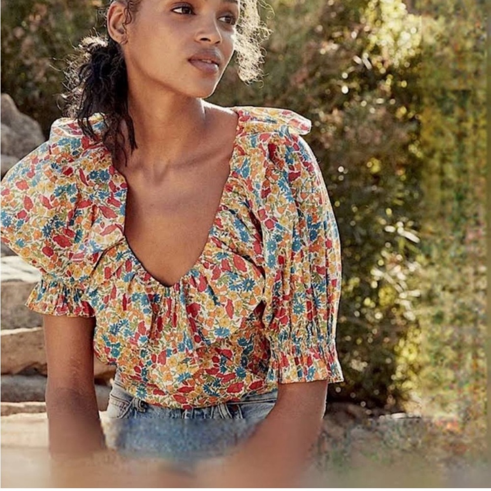 Doen Liberty print ruffle blouse